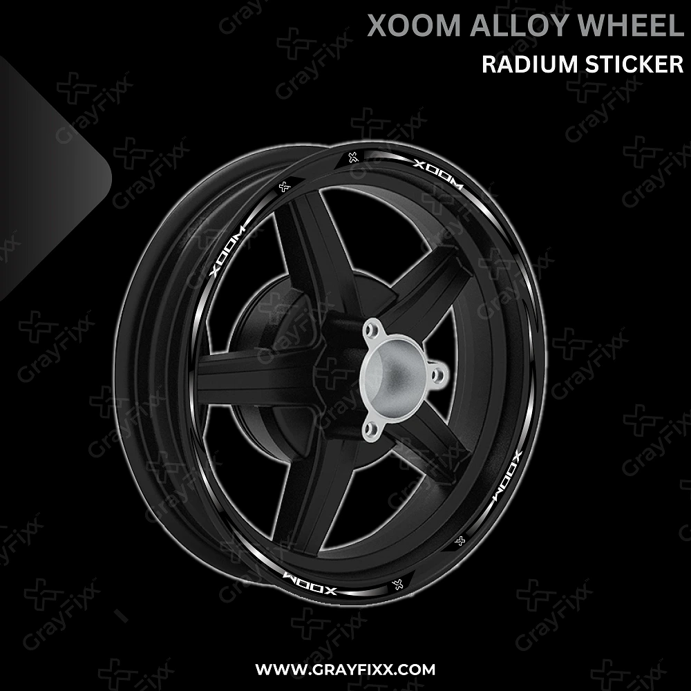Alloy Wheel Radium Vinyl Sticker Compatible with Xoom | Made in Premium Radium Vinyl with FPF (Fade Protection Film), Waterproof, Precut Sticker, Pack of 1